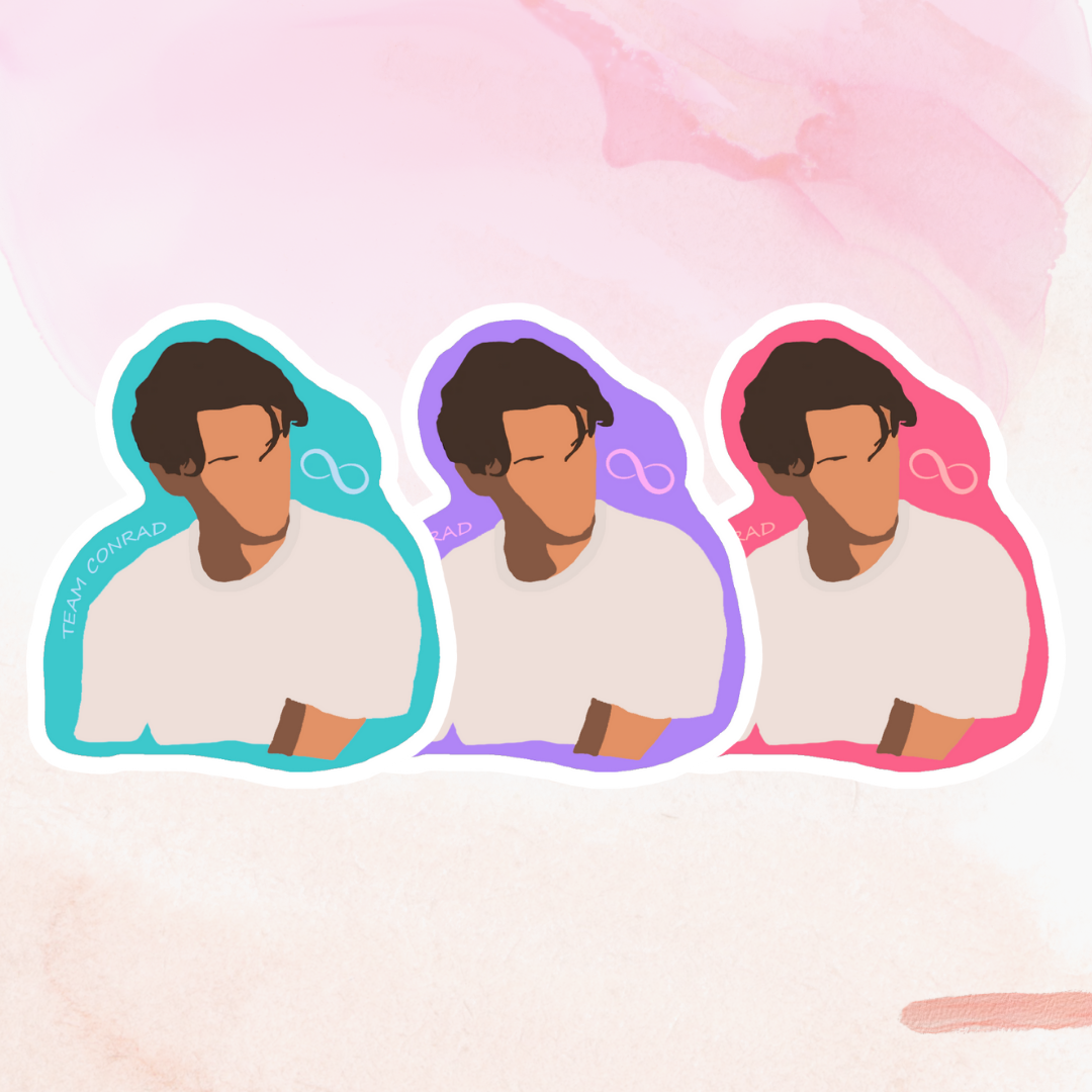 Three illustrated figures with closed eyes and a pink gradient background