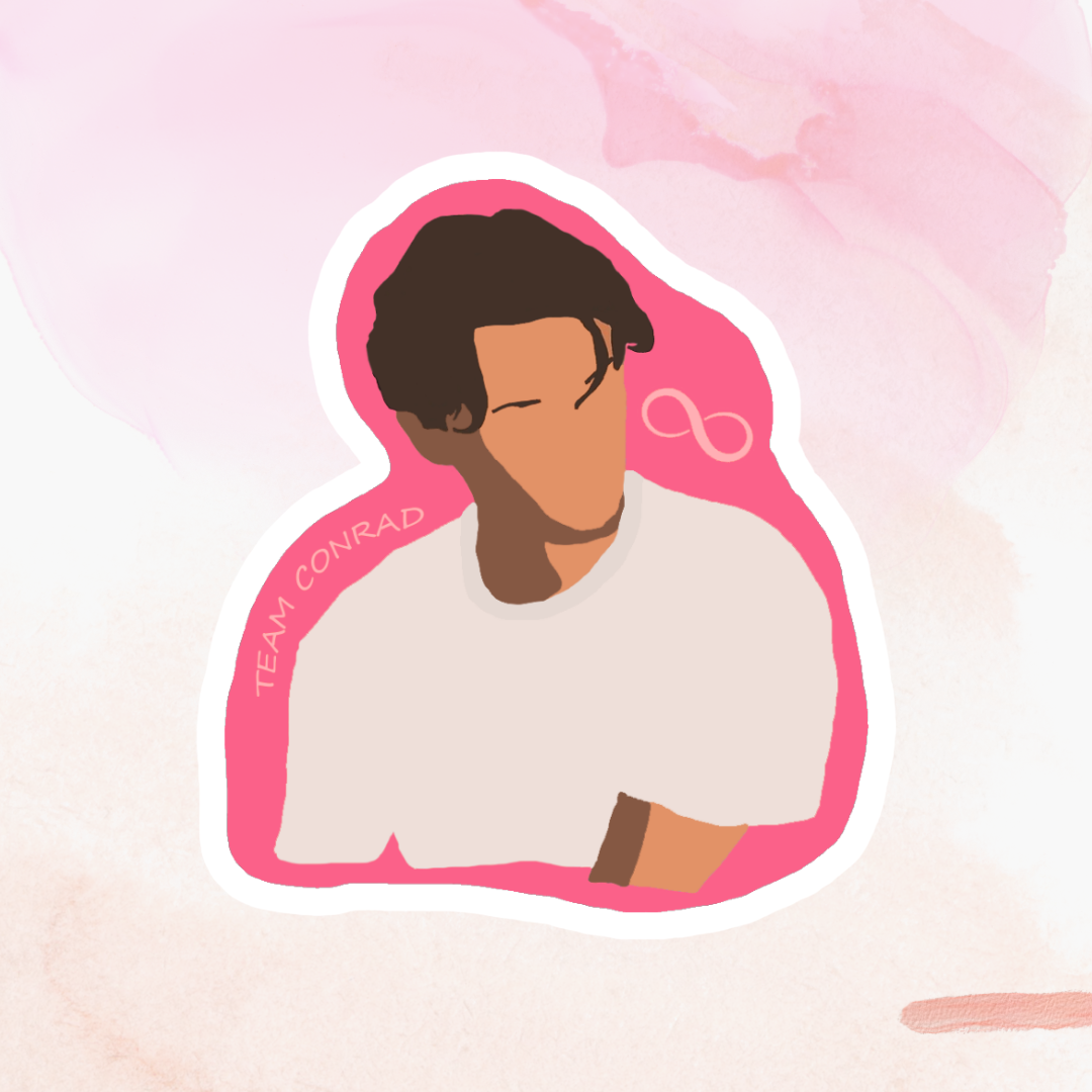 Illustration of a person with a pink border on a pink background